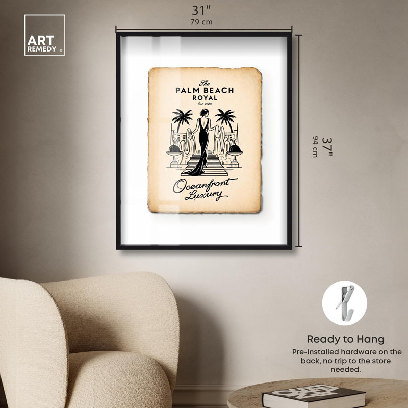 «Palm Beach Royal Shadowbox Print Quotes Art Prints» par Art Remedy, H 37 po x l 31 po, Noir
