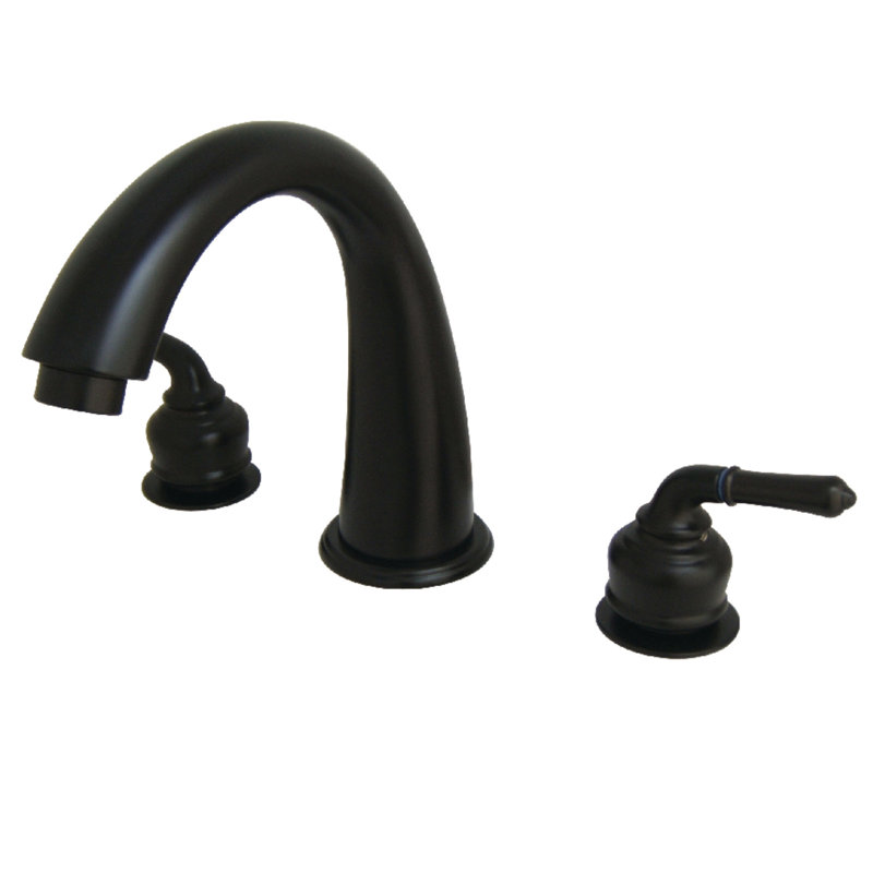 Kingston Brass Milano Two-Handle 3-Hole Deck Mount Roman Tub Faucet, Oil Rubbed Bronze
