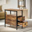 Rustic Industrial 2 Drawer Side Table, End Sofa Bedside Tables, Living Room Furniture