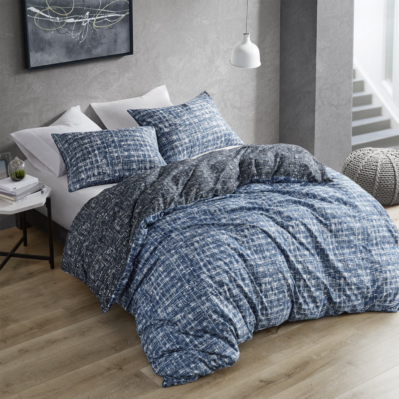 Maca Light Blue Texture Print 3-Piece King/Cal King Comforter Set, King/California King Comforter + 2 King Shams, Blue