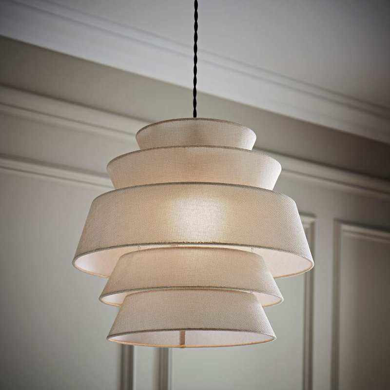 Malachi 33cm H Linen Blend Drum Pendant Shade ( Slip-On ), Cream