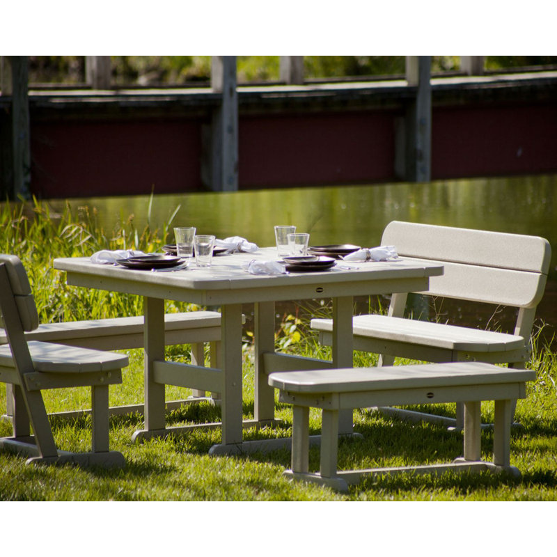 POLYWOOD Park 6 - Person Patio Dining Set with Square Table , Cushions Included, With, 48", Sand