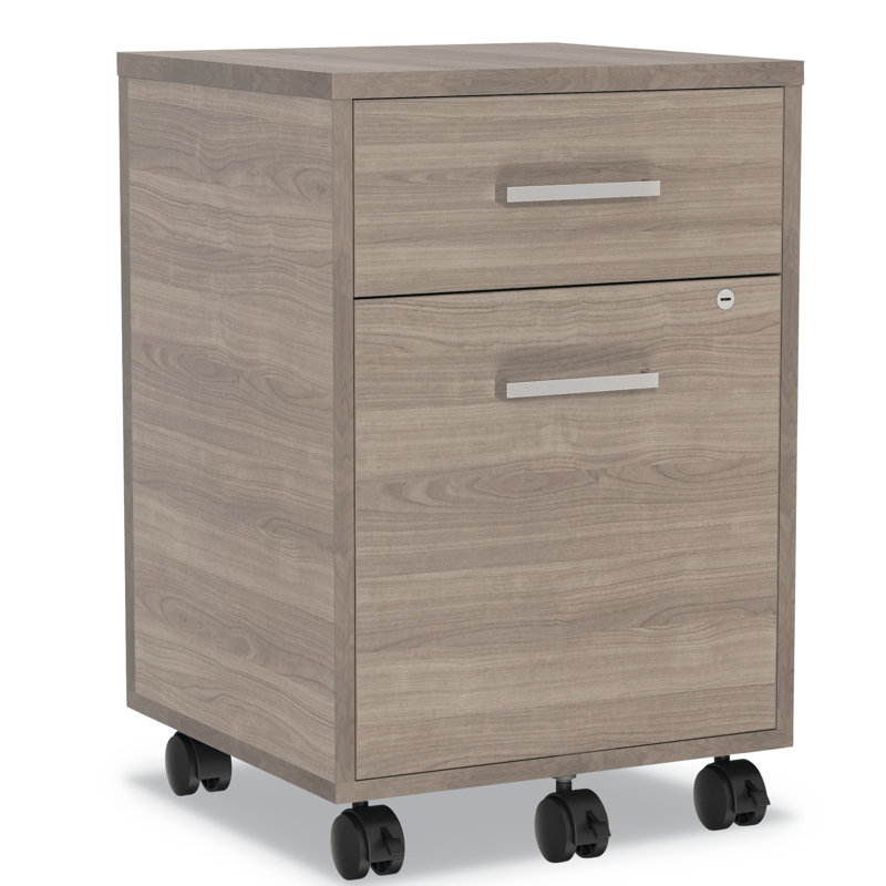 Natural Walnut Mobile 2-Drawer Lockable File Pedestal
