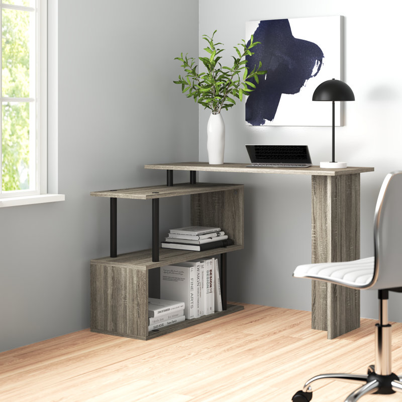 Bureau en L Kasota réversible, Chêne / Noir
