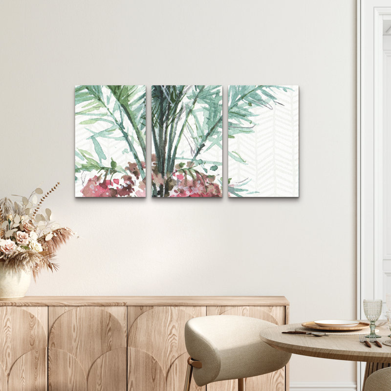 Ensemble de 3 panneaux muraux - Lisa audit «Mixed Greens V», art mural sur toile pour le salon, la chambre à coucher ou le bureau 