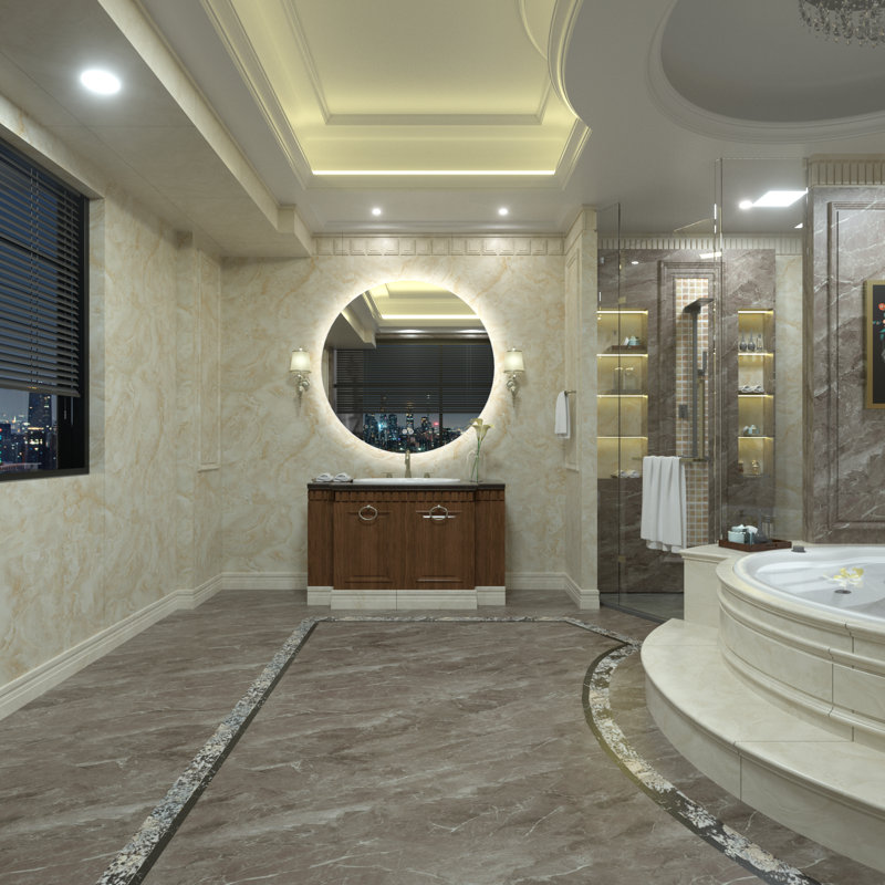 Aevar Simple & Modern Back LED Lighted Anti-fog Round Bathroom/Vanity Mirror, 32" x 32"