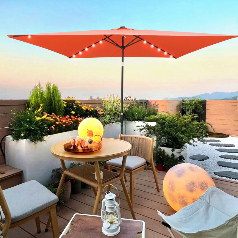 FE-588545065541 122.81'' Beach Umbrella, H 95,99 po x l 120,84 po x P 77,32 po, Noir