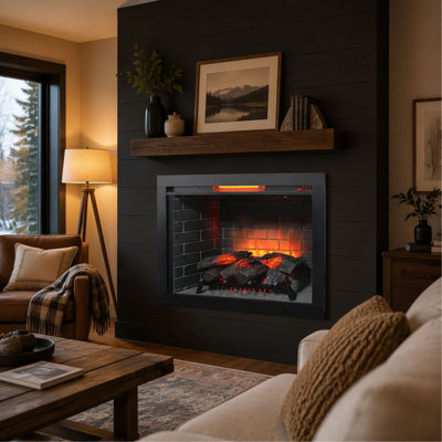 Infrared Electric Fireplace with Removable Trim Kit Insert, Touch Panel Heater for Home Decor