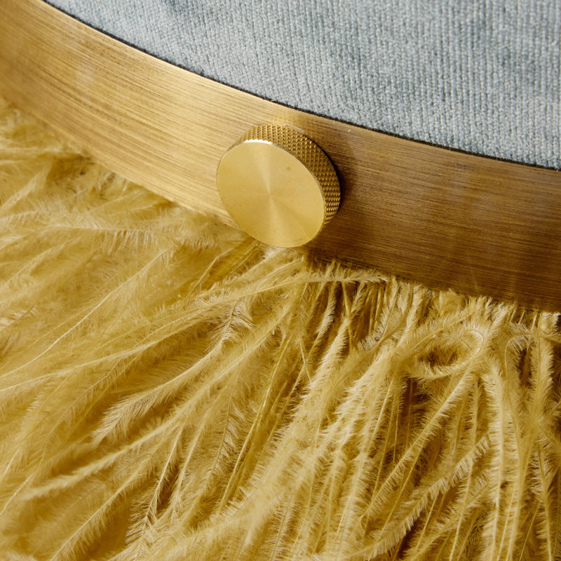 Ostrich Fluff Pouf, Silver/Gold