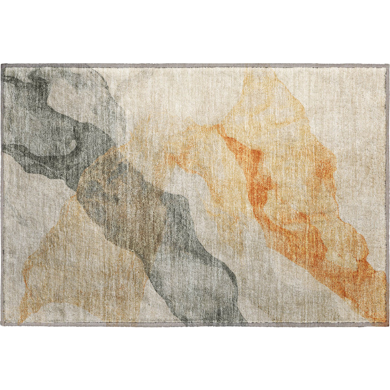 Premium Machine Washable Mayfield AMF2109 Abstract Rug, 1'8" x 2'6", Orange
