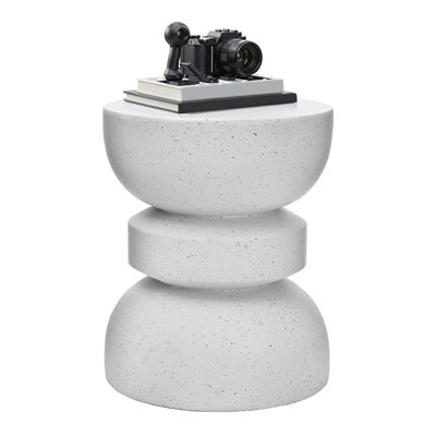 17.72"H  MGO Faux White Terrazzo Outdoor Garden Stool by Wrought Studio