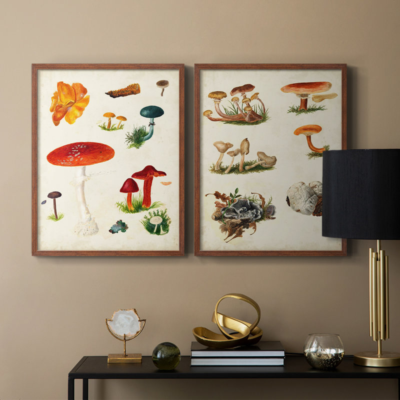 Reproduction encadrée de qualité supérieure de la variété champignon vii - prêt à accrocher - pas de clous requis - pas de clous requis