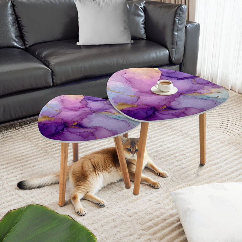 Ensemble de 2 tables gigognes Triangle Nest, Mauve / bleu