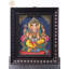 Chaturbhuja, seigneur Ganesha assis sur un trône | Peinture de Tanjore avec cadre en bois de teck