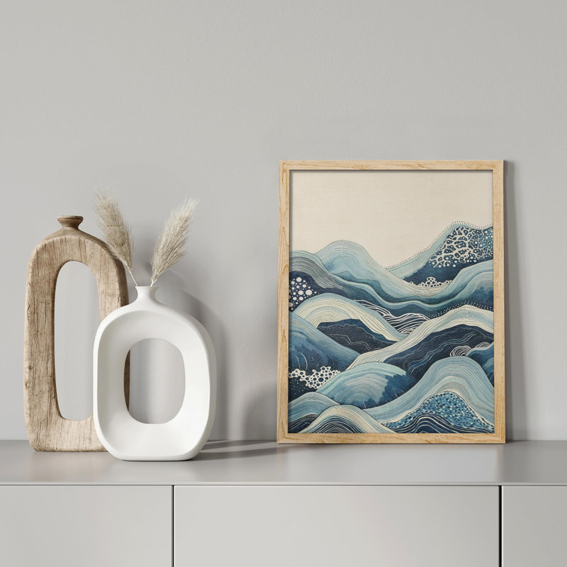 «Abstract Ocean Waves Art Nautical Waves Illustration Modern Minimalist» sur papier, Naturel, H 16 po x l 12 po