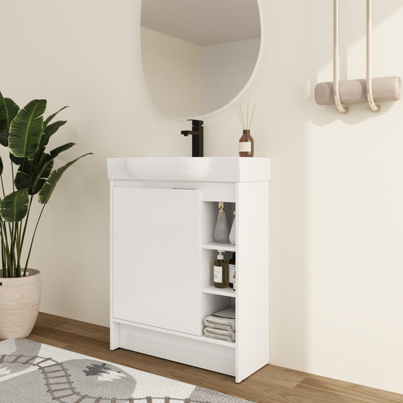 Larnby 28'' Freestanding Single Bathroom Vanity With Ceramic Vanity Top, 28''Single Bathroom Vanity Set With Ceramic sink