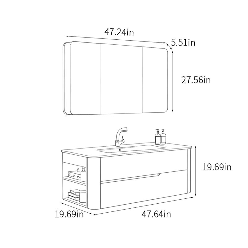 Bathroom cabinet modern simple style, White