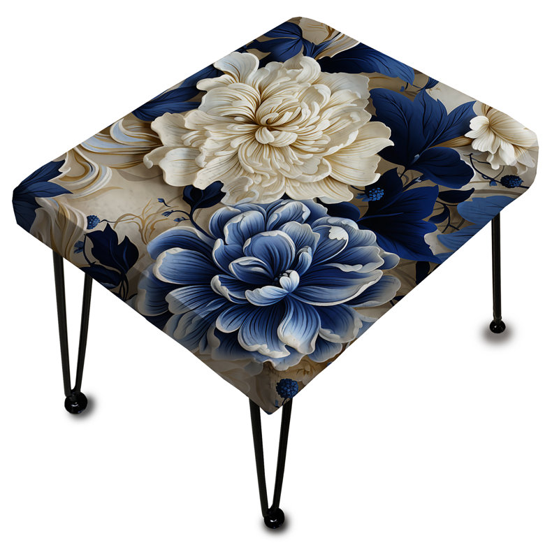 Repose-pieds Cobalt Blue Foliage Victorian