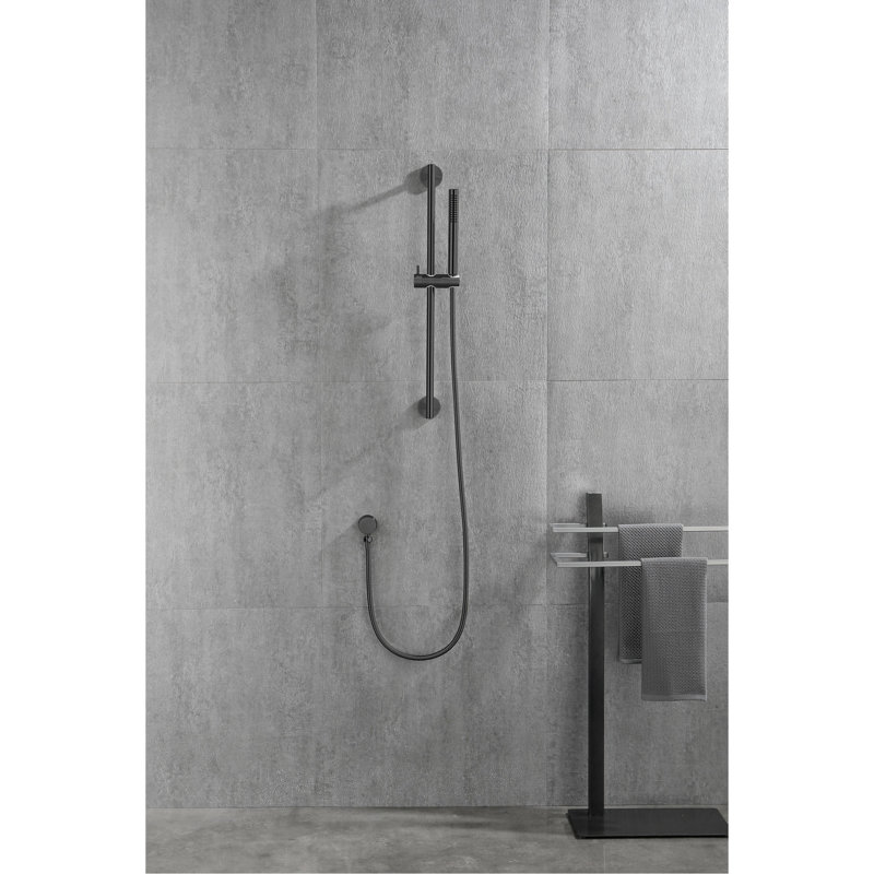 59-inch Hose Shower With 28-inch Slide Bar - Adjustable Height Head Nozzles Stainless Steel Matte Black Design Adjustable, Strong Finish
