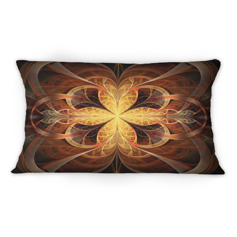Coussin décoratif orange à motif floral orange