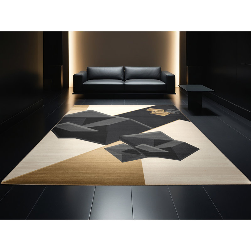 Tapis gris lavable à la machine à motif moderne Bishopston, 2 x 3