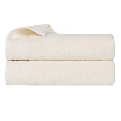 Honeycomb Textured Waffle Border Cotton Medium Weight Bath Sheets