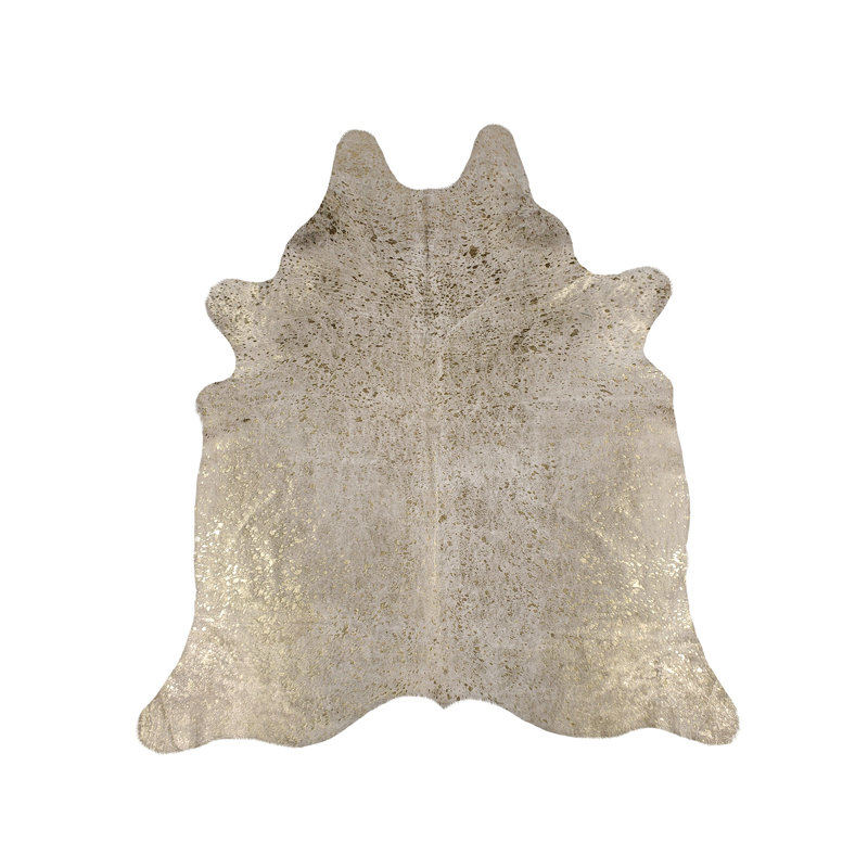 Algot Handmade Cowhide White/Gold Area Rug