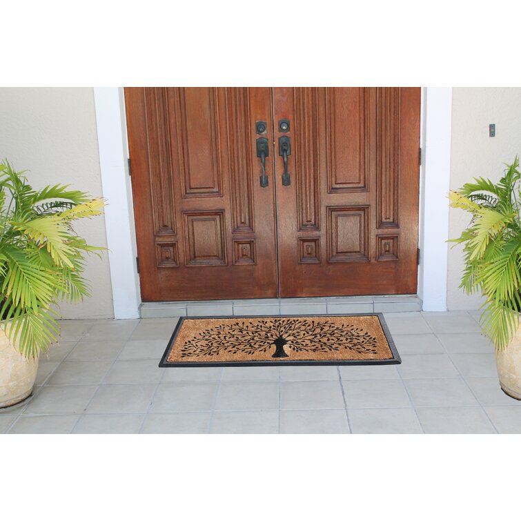 Winston Porter Ahriella Natural Flocked Coir and Rubber Large Door Mat,  Thick Durable Doormats & Reviews