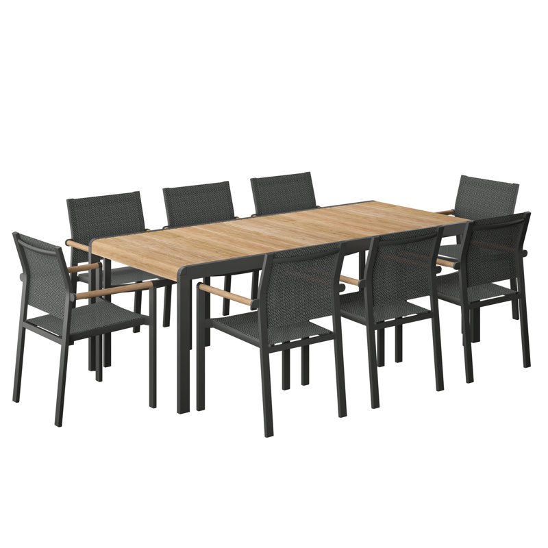 9Pc FSC Teak Wood Outdoor Patio Dining Set