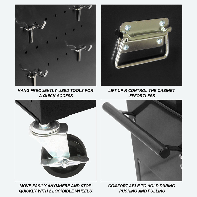 20.87'' W 6 -Drawer Steel Job Site Storage with Wheels, Black