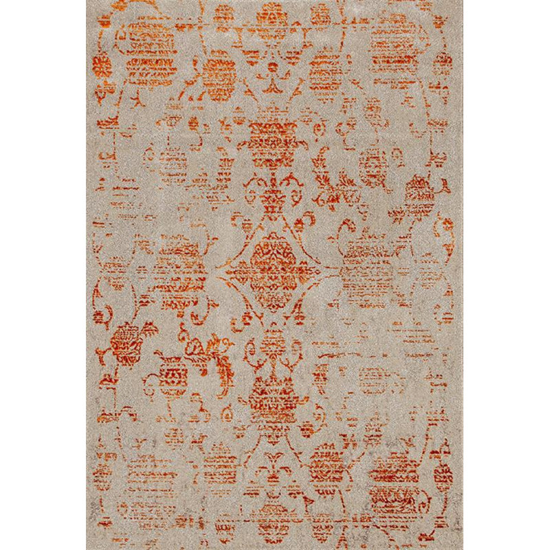 Floral/crème florale/tapis décoratif intérieur/extérieur orange Thornton, Rectangle 10 pi x 13 pi