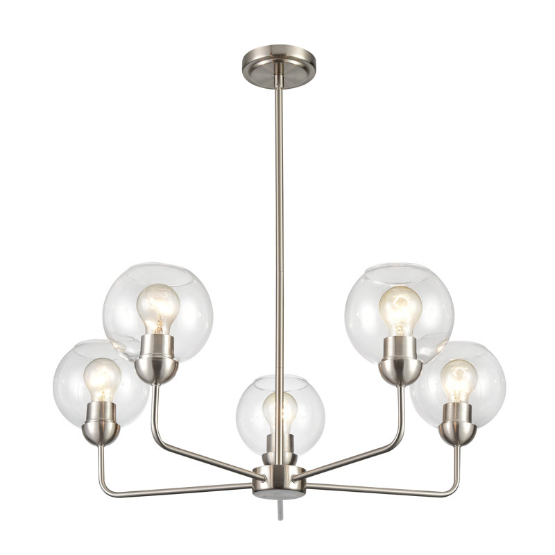 Lustre à 5 lumières de 28 po de largeur Clarington - nickel brossé, 5 lumières, H 14,25 po x l 28 po x P 28 po