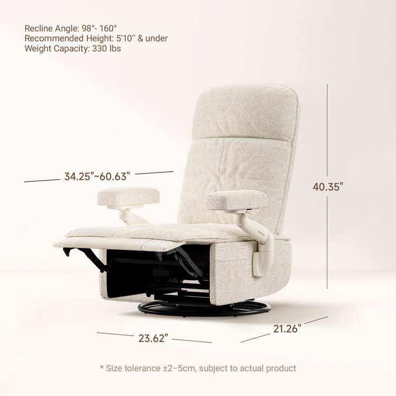 Lullacloud Manual Nursery Glider Chair With Multi Position Armrests And Adjustable Headrest - Beige