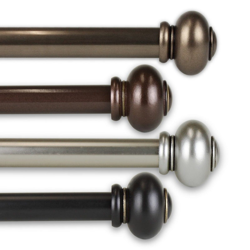 Tringle à rideaux simple ajustable 0,62 po Fiske, Noir, l 48 po à 84 po