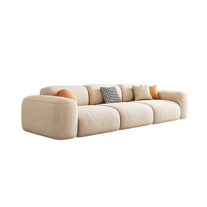 Modern simple cream style sofa, 28.34" H x 133.85" W x 39.37" D