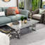 3 Piece Grey And Silver Living Room Table Set