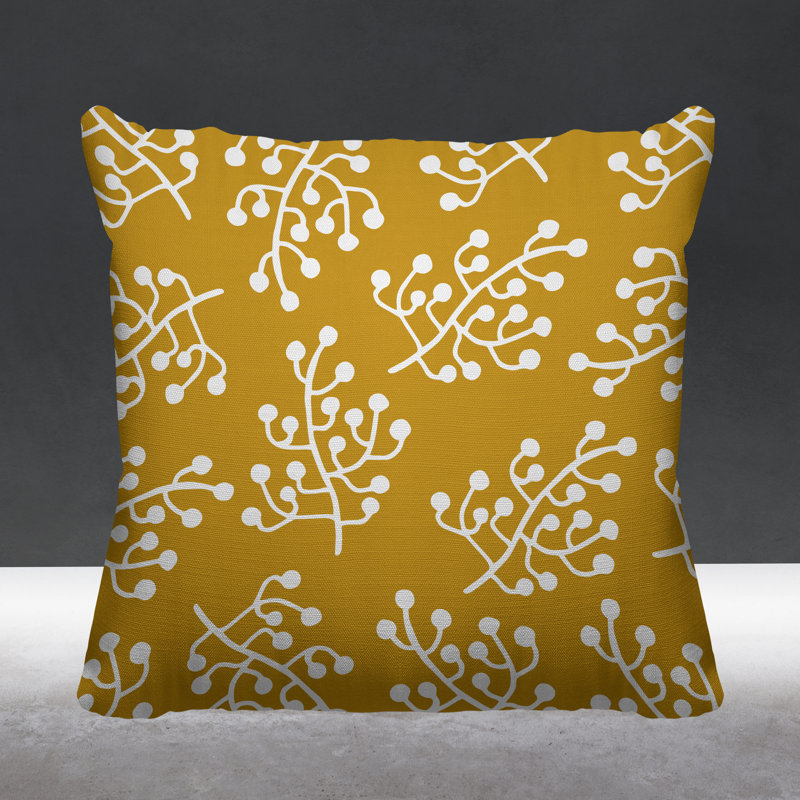 Coussin intérieur / extérieur Charis Wild Flower, Jaune, 19 po x 19 po, Carré