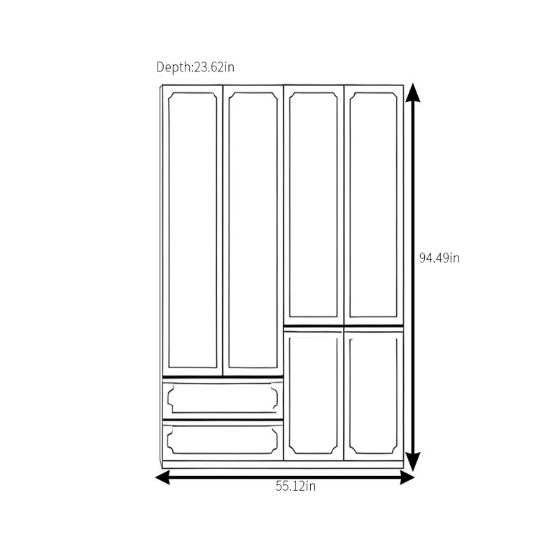 Garde-robe simple et haut de gamme, H 94 po x l 55 po x P 24 po