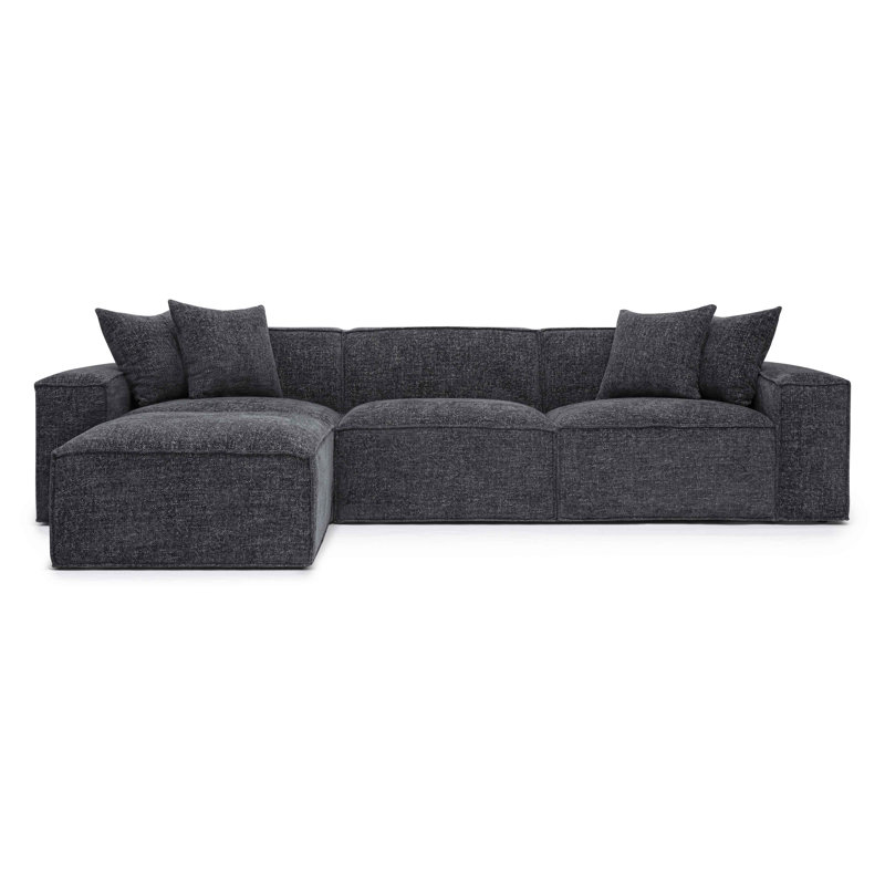 Cherylee Chenille Basketweave Modular Sectional, Charcoal Chenille