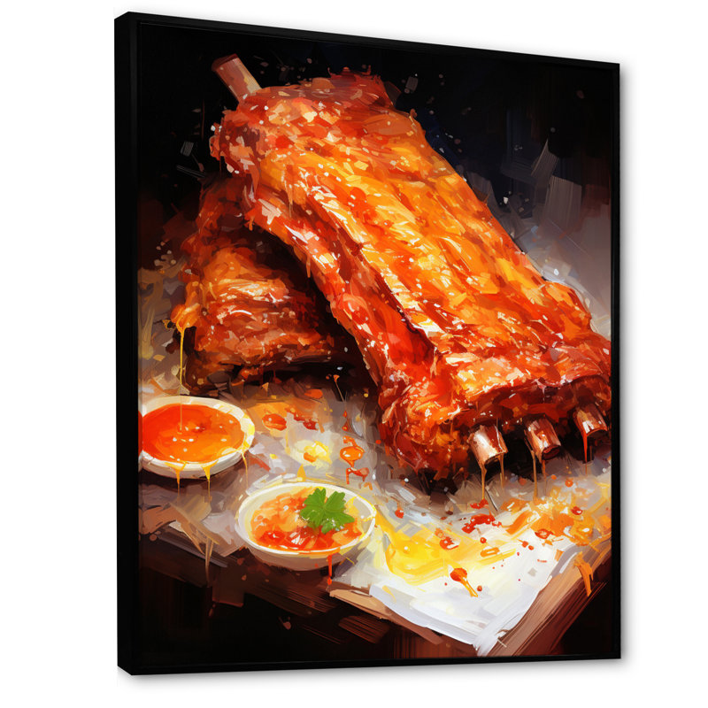 Lemmonds Food Bbq Ribs I, H 32 po x l 16 po x P 1 po, Cadre flottant noir
