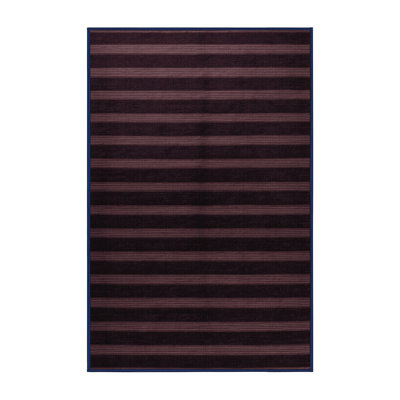 Tapis noir à rayures horizontales lavable à la machine