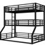 Lit superposé triple en métal noir sur lit double TG, barrières de sécurité de longueur, configuration sans tracas pour les chambres partagées pour lit double, cadre en acier, maisons de vacances idéales avec un espace limité-1194700620-1194700621