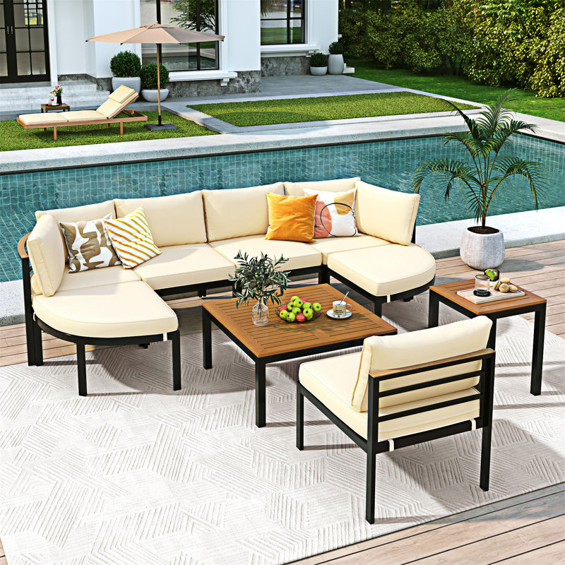 Ensemble de conversation pour canapé modulaire d'extérieur, Beige