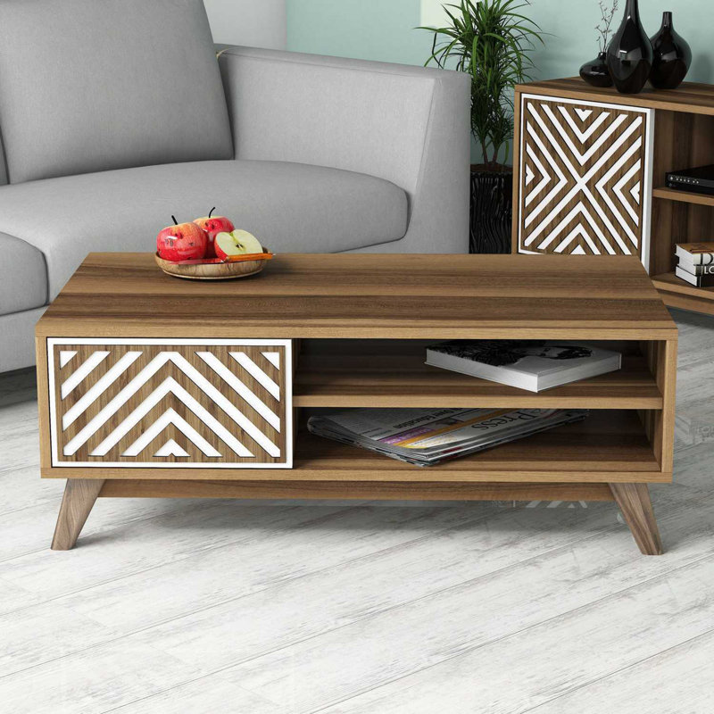 Crews Four Leg Coffee Table, Walnut/White