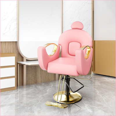 360 Degrees Rotation Barber Chair Stylist Chair With Heavy Duty Hydraulic Pump, Adjustable Headrest & Reclining Backrest, Multi-function Reclining Sal by Mercer41