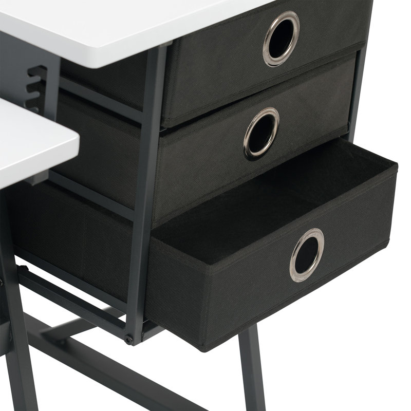 Sew Ready Eclipse Hobby Sewing Table with Storage Drawer and Shelves, Black