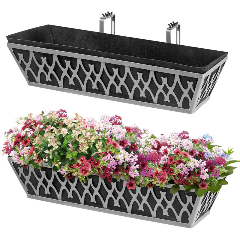 2-pack 24" Window Box Planters With Adjustable Brackets & Fabric Grow Bags