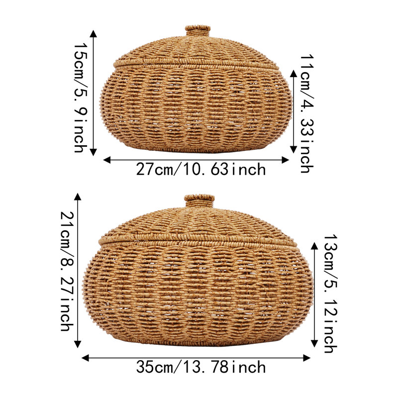 2pcs Decorative Basket Storage Basket With Lid