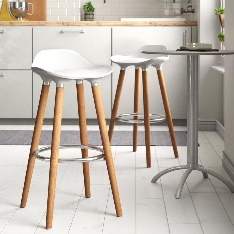 Acantha Counter Stool with Solid Wood Frame, White