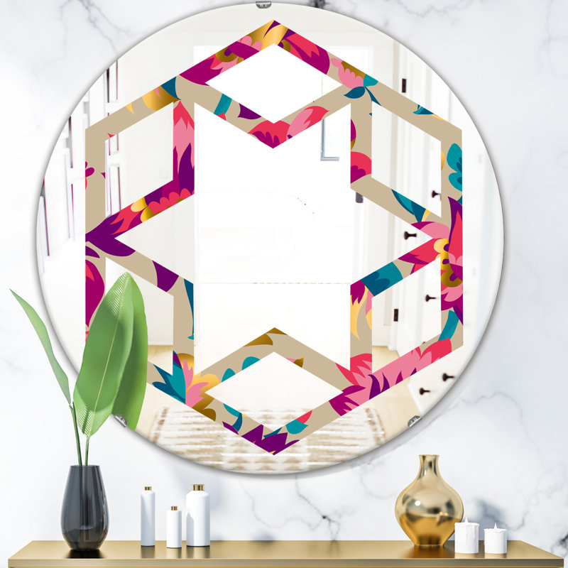 Miroir mural Hexagon Star, 31,5 po x 31,5 po, Rose